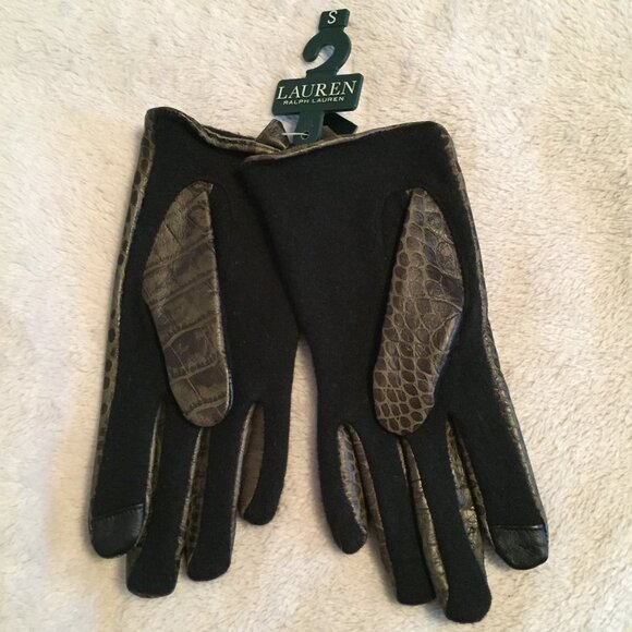 NWT - LAUREN snakeskin touch gloves sz S - Picture 2 of 11